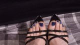 Sexy black sandals, blue toes and cock play snapshot 9