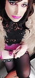 Crossdresser slut tatiana smoking and stroking in fur and boots snapshot 5