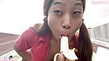 NO BIG WHITE GUY DICK, TEEN DEEPTHROAT BANANA BLOWJOB snapshot 4