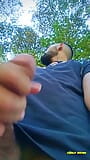 Big Uncut Cock Latino Jerking Outdoors in the Woods and Eating His Tasty Cum Careful Not to Get Caught snapshot 10