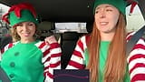 Horny elves cumming in drive thru with lush remote controlled vibrators featuring Nadia Foxx snapshot 6