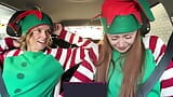Horny elves cumming in drive thru with lush remote controlled vibrators featuring Nadia Foxx snapshot 12