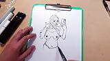 Quick sketch of a sexy girl with big boobs, sketch markers, real time snapshot 7