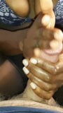 Young Ebony in Nylons gives a Handjob snapshot 3