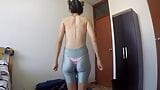 Dancing in my shiny silk thong and yoga shorts snapshot 2