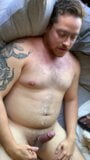 Beefy uncut Bator daddy bear wanking uncut cock and cumming snapshot 10