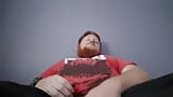 Redhead geek shows his thick cock and moans till he cums snapshot 1