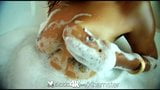 Busty Vivica Johnson flinches at super soaker facial snapshot 3