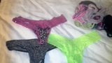 SIL thongs on hotel room bed pre stroking snapshot 2