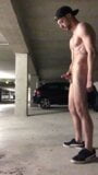 German Boy naked outdoor parking garage cum jerk off snapshot 9