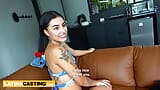 Latina casting - tímida colombiana de 18 años montando una enorme polla en audición snapshot 11