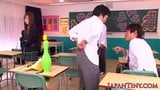 Japanese schoolgirl wanking and sucking cock snapshot 3