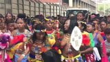 Topless African girls group dance on the street snapshot 5