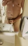 Cumming on public bathroom mirror snapshot 5