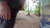 after work, he jerks off my cock under the trees snapshot 6