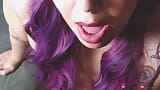 POV blowjob purple hair cumslut cheating his husband with a BWC cum swallow snapshot 8