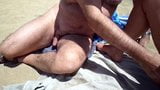 Stranger and sex toy playing mature in dunes snapshot 2