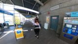 Crossdresser flashing in a train station snapshot 6