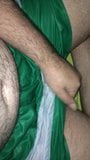 Me in Adidas satin nylon shiny white and green short snapshot 4