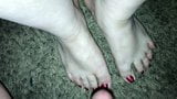 Sexy cumshot on sluts beautiful feet (Red Toenails).mov snapshot 1