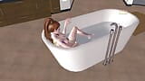 Un video porno animado en 3d de una linda adolescente frotando su coño dentro de la bañera. snapshot 3