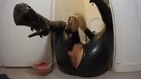 Anal play - Anus filled up with latex clothes snapshot 4