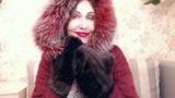Fur fetish, mommy in fur coat, fur gloves and fur hat snapshot 2