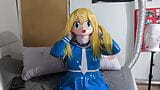 Kigurumi, blaues Schulmädchen, vögelt aufblasbares Atemspiel snapshot 4