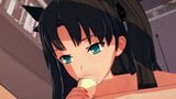 Tohsaka Rin sucks dick before doing 69. Fate Stay Hentai. snapshot 6