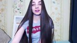 Cute Long Haired Brunette Striptease, Brushing, Long Hair snapshot 3