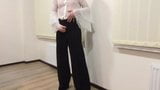 Blouse and wide pants. Secretary jerking snapshot 2