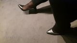 Putting on some black Buffalo leather heels snapshot 9