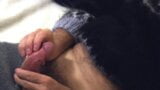 Wool, Sweater Fetish.  Long extended masturbation and fapping with sweaters, sweater pants, mittens and a large cumshot snapshot 18