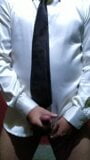 Masturbating in satin shirt and tie snapshot 7