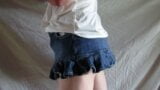 Tomgirl Jean Skirt, Tight Girls Pink Panties, Sissy Cum snapshot 1