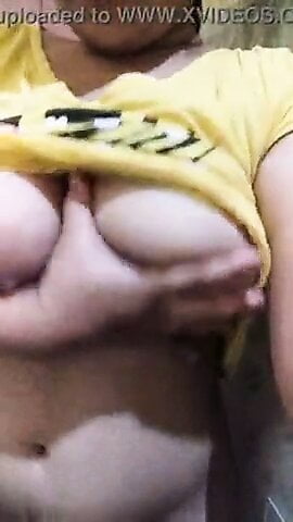 Indian Desi girl big boobs nipples pressing for bf