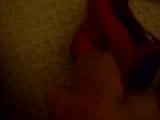 Cumming on my girlfriend red heels an cleaning wiv my tounge snapshot 3