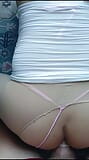 Femboy follada por chico vistiendo bragas rojas en la silla snapshot 10