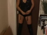 Dancing, modeling and trying on black thigh high boots snapshot 13