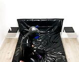 Latex puppy, blinded ,playing with toys, cuming&tasting snapshot 11