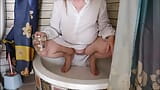 Dirty busty granny MariaOld peeing and put urine to herself snapshot 13