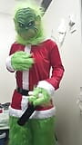 Christmas female Grinch vibrates herself while housemates are in the house snapshot 11