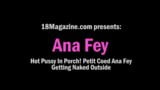 Hot Pussy On The Porch! Petite Coed Ana Fey Getting Naked Outside snapshot 1