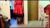 Sissy Ray in new red sissy dress! and 10 strap garter snapshot 2