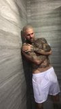 Inked British stud in the shower snapshot 3