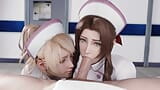 Luna et Aerith, infirmière, sucent une grosse bite, version 2 snapshot 13