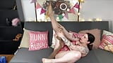Sexy tattooed model GRWM try on haul tights pantyhose and sheer lingerie snapshot 8
