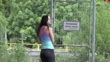 Sexy Brunette Fucks in the Park outdoors! snapshot 1