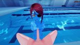 POV neukt Undyne in een zwembad. Undertale hentai. snapshot 15