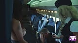 Two flight attendants on a plane play with their dildos in their tight pussies snapshot 1